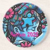 Leidend licht: de puzzel van autisme bewustzijn zandsteen onderzetter (Voorkant)