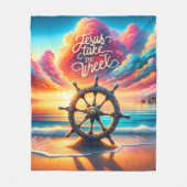 Leidend Licht Jezus Neem het Wiel Fleece Deken (Voorkant)