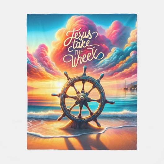 Leidend Licht Jezus Neem het Wiel Fleece Deken (Voorkant)