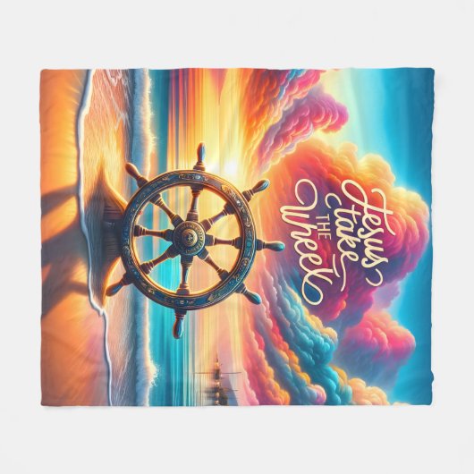 Leidend Licht Jezus Neem het Wiel Fleece Deken (Voorkant (Horizontaal))