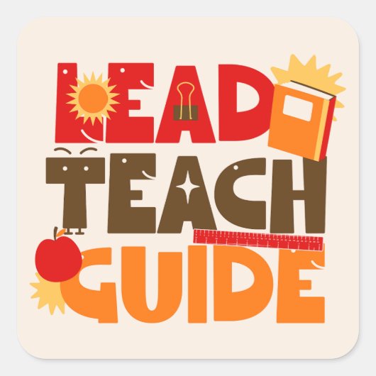 Leidende onderwijsgids vierkante sticker (Voorkant)