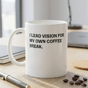 Leidende visie koffiepauze sarcastische kantoorhum koffiemok