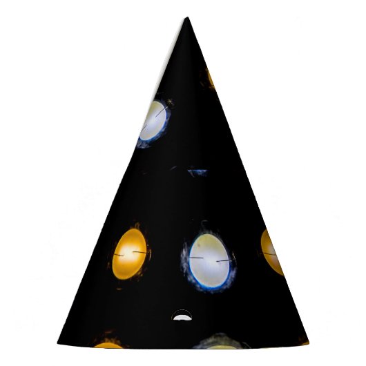 LEIDENE lichten, close-up abstracte achtergrond. Feesthoedjes (Links)