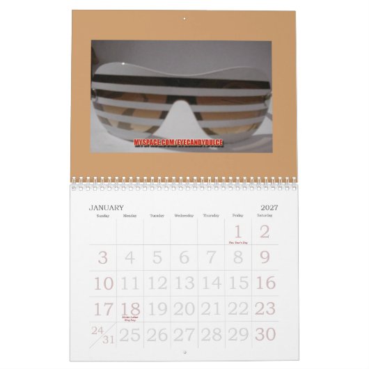 Leider in aangepaste zonnebrillen kalender (Jan 2027)