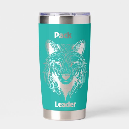 Leider Van De Meute Negatieve Ruimte Wolf Geïsoleerde Drinkbeker (Voorkant)