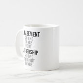 Leiderschap doet de juiste dingen koffiemok (Voorkant links)