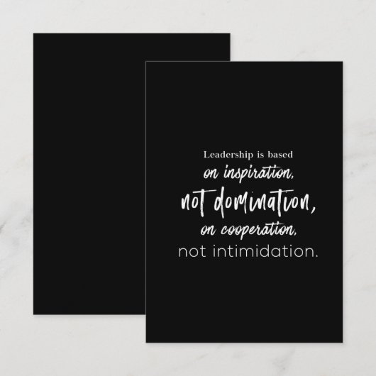leiderschap is gebaseerd op inspiratie en niet op  bedankkaart (Voorkant / Achterkant)