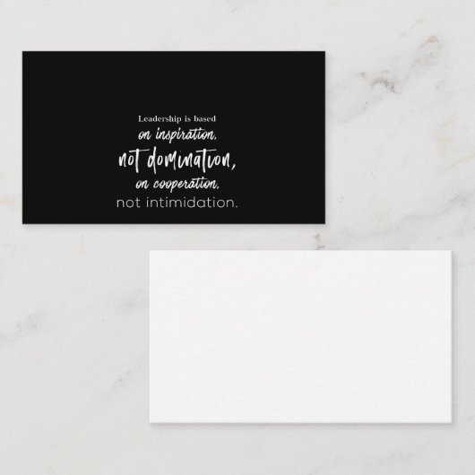 leiderschap is gebaseerd op inspiratie en niet op visitekaartje (Voorkant / Achterkant)