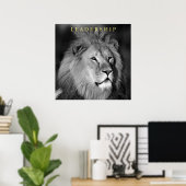 Leiderschap Motivatie Leeuw Uniek Zwart Wit Poster (Thuiskantoor)