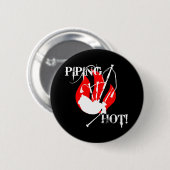 Leiding heet! ronde button 5,7 cm (Voorkant /achterkant)