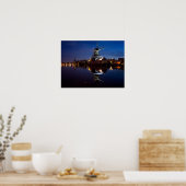 Leidschendam windmill with reflection at night poster (Keuken)