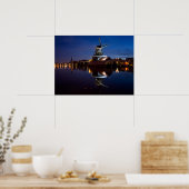 Leidschendam windmill with reflection at night poster (Keuken)