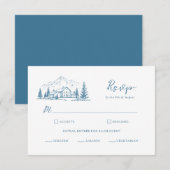 Leidse blauwe berg winter bruiloft RSVP kaart (Voorkant / Achterkant)