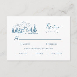Leidse blauwe berg winter bruiloft RSVP kaart