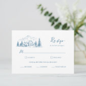 Leidse blauwe berg winter bruiloft RSVP kaart (Staand voorkant)