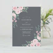 Leidse Pale Blush Bloemblad Bruiloft Kaart (Staand voorkant)