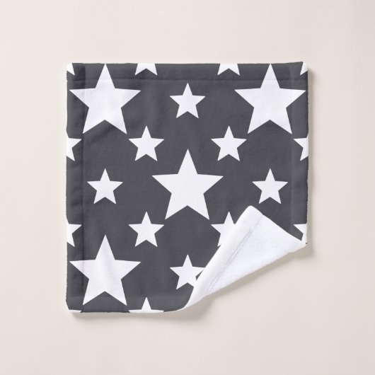 Leiegrijs met witte sterren bad handdoek (Wasdoekje)