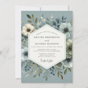 Leien Blau Winsome Flora Bruiloft Kaart