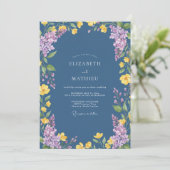 Leien Gele Wilde Bloemen Bruiloft Kaart (Staand voorkant)