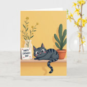 Leien Kat Vaderdag Kaart (Gele Bloem)