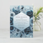 Leienblauwe Fluwelen Bruiloftsbloem Kaart (Staand voorkant)