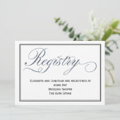 Leienblauwe script bruiloftsregister bijgevoegde k kaart (Staand voorkant)