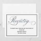 Leienblauwe script bruiloftsregister bijgevoegde k kaart (Voorkant / Achterkant)