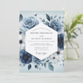 Leienblauwe Serene Bloom Bruiloft Kaart (Staand voorkant)