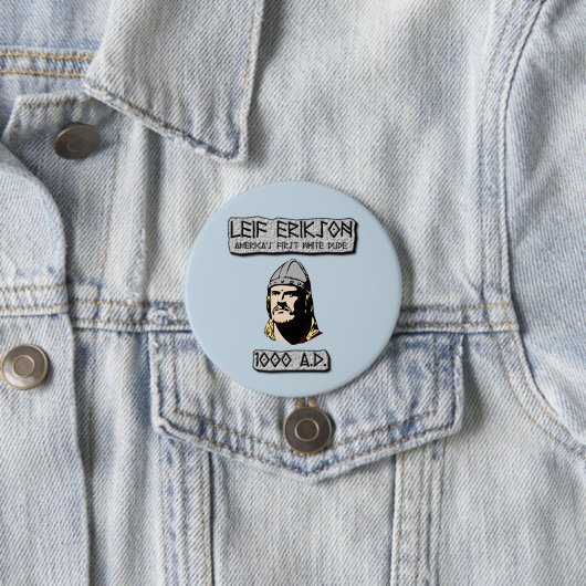 Leif Erikson Amerika's eerste witte vent Ronde Button 7,6 Cm (In situ)
