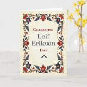 Leif Erikson Day Scandinavische volkskunst grens Kaart (Gele Bloem)