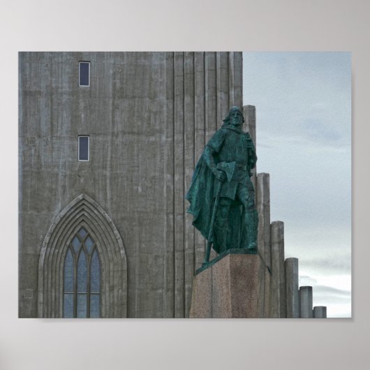 Leif Erikson, Hallgrimskirkja, Reykjavik, IJsland Poster (Voorkant)