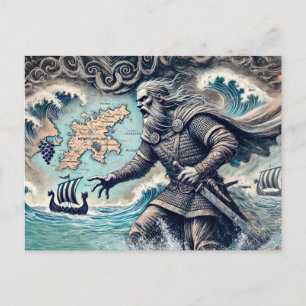 Leif Erikson in pastelkrijttekening Briefkaart