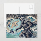 Leif Erikson in pastelkrijttekening Briefkaart (Voorkant / Achterkant)