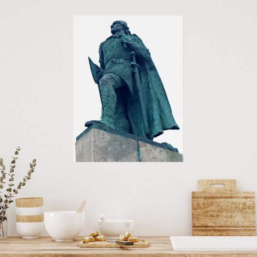 Leif Erikson Reykjavík standbeeld Poster (Keuken)