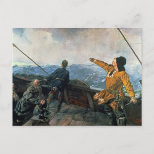 Leif Eriksson sights land in America, 1893 Briefkaart