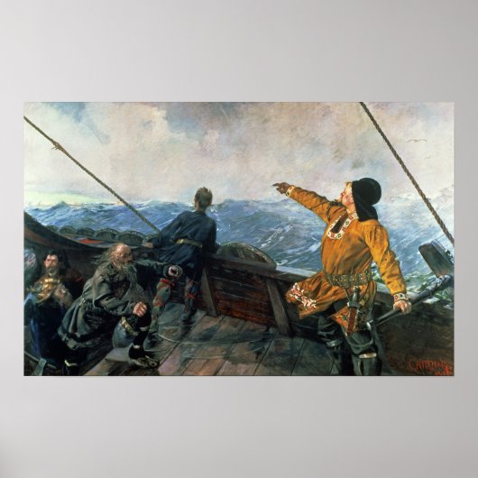 Leif Eriksson sights land in America, 1893 Poster (Voorkant)