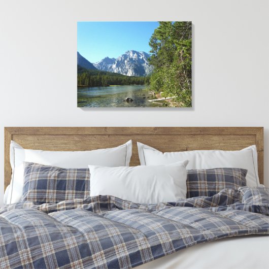 Leigh Lake in het nationaal park Grand Teton Canvas Afdruk (Insitu (Slaapkamer))