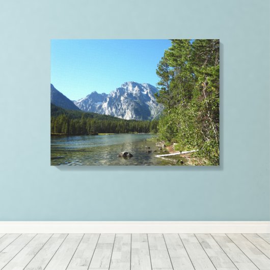 Leigh Lake in het nationaal park Grand Teton Canvas Afdruk (Insitu (Houten vloer))