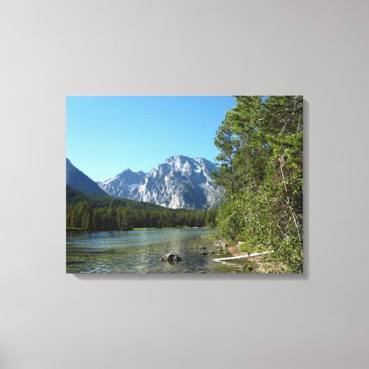 Leigh Lake in het nationaal park Grand Teton Canvas Afdruk (Voorkant)