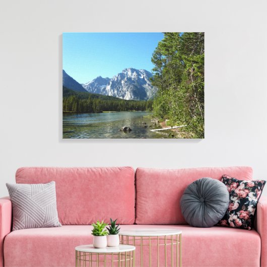 Leigh Lake in het nationaal park Grand Teton Canvas Afdruk (Insitu (Woonkamer))