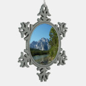 Leigh Lake in het nationaal park Grand Teton Tin Sneeuwvlok Ornament (Links)