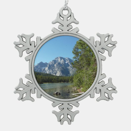 Leigh Lake in het nationaal park Grand Teton Tin Sneeuwvlok Ornament (Voorkant)