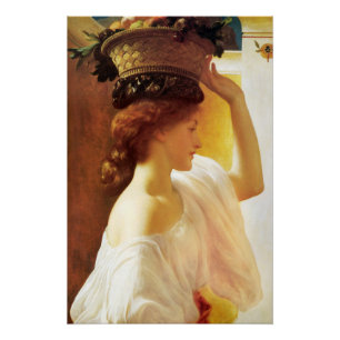 Leighton Eucharis Girl met mand van fruit CC0672 Perfect Poster