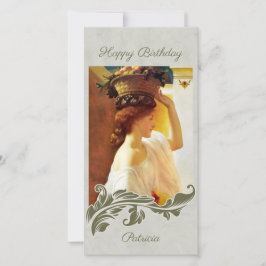 Leighton Girl-mandje van fruit CC1195 Birthday Car Feestdagenkaart