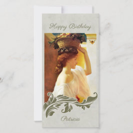 Leighton Girl-mandje van fruit CC1195 Birthday Car Feestdagenkaart