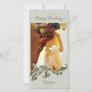 Leighton Girl-mandje van fruit CC1195 Birthday Car Feestdagenkaart