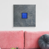 Leigrijs donkerblauw moderne kunst canvas afdruk (Insitu (Woonkamer))