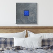 Leigrijs donkerblauw moderne kunst canvas afdruk (Insitu (Slaapkamer))
