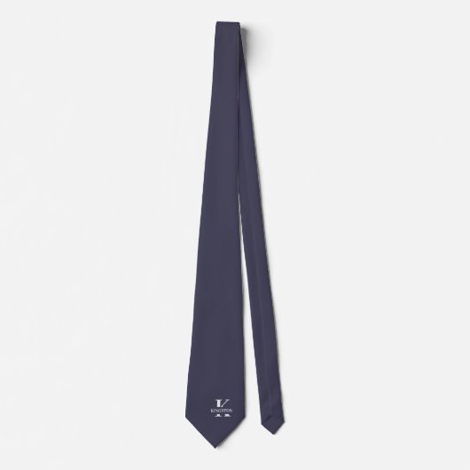Leigrijs Elegant Monogram + Naam Stropdas (Voorkant)