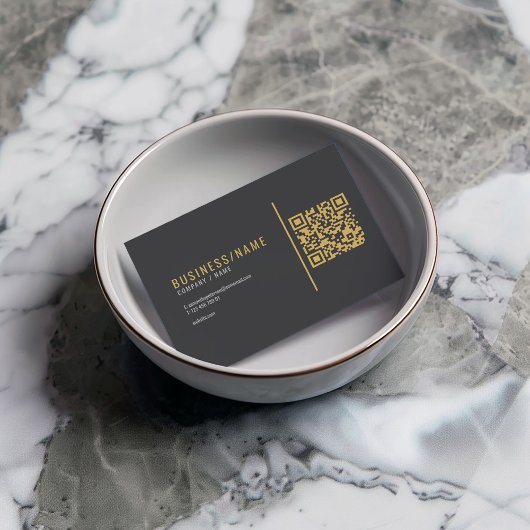 Leigrijs en luxe gouden QR-code Visitekaartje